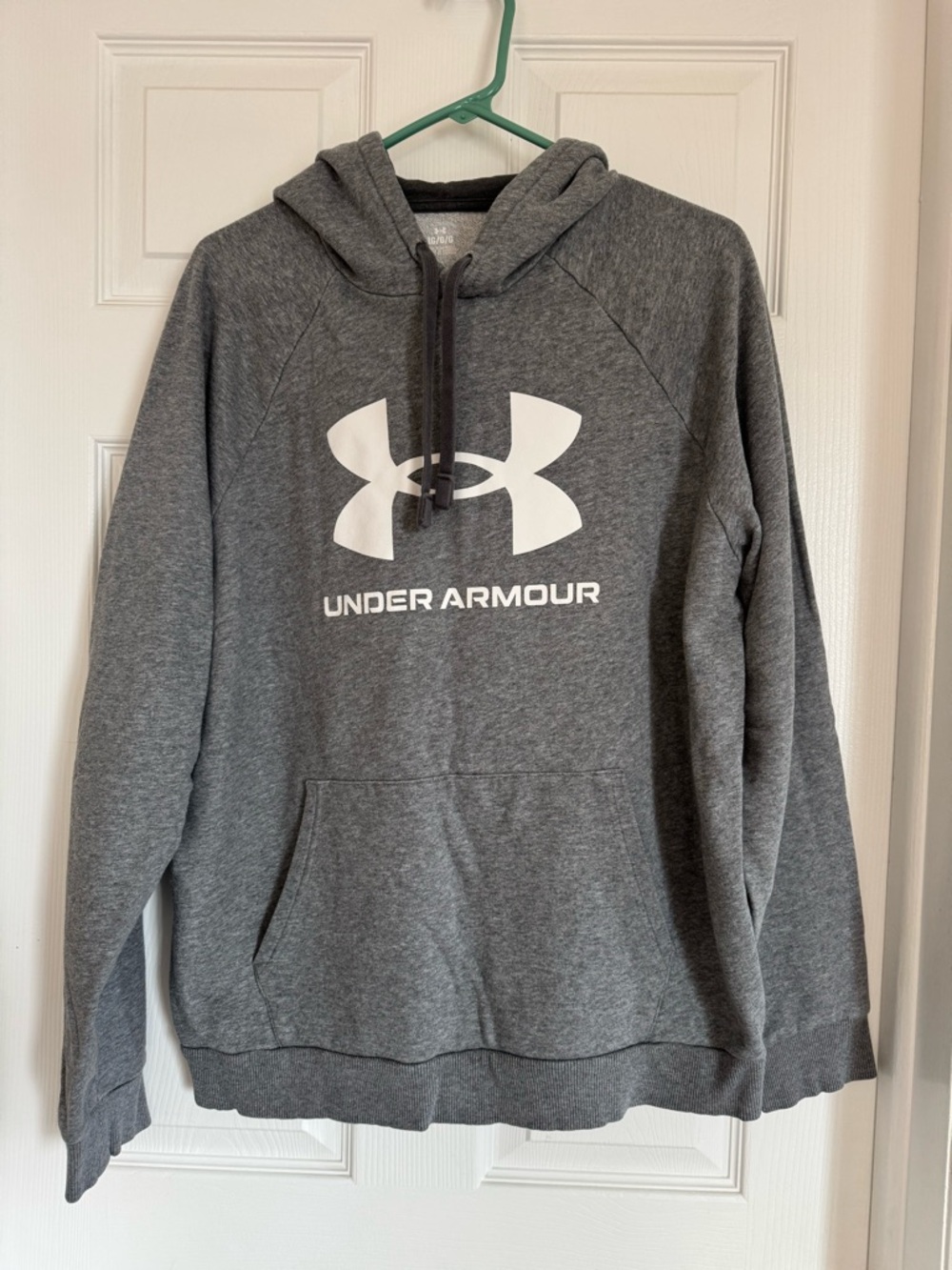 Under Armour Charcoal Gray Hooded Sweatshirt with White Logo